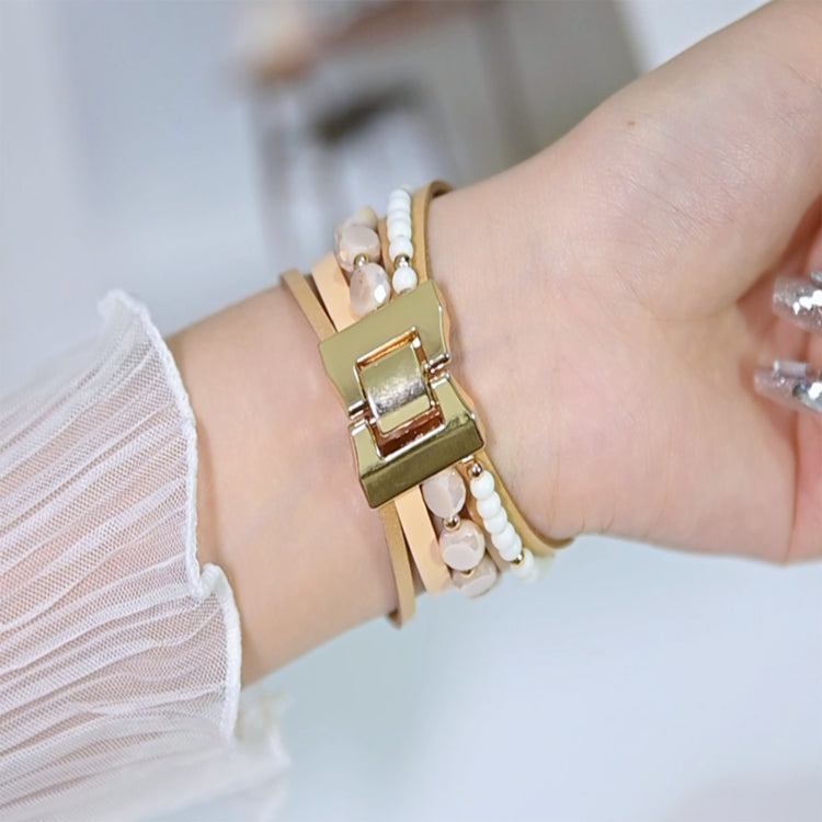 For Apple Watch SE 2022 44mm Beaded National Style Bracelet Crystal Watch Band(Rose Gold) - free shipping - PMC TechLife - Order now!