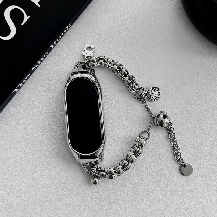 For Xiaomi Mi Band 3 / 4 Beaded Bracelet Metal Watch Band(Silver+Single Bead) - free shipping - PMC TechLife - Order now!