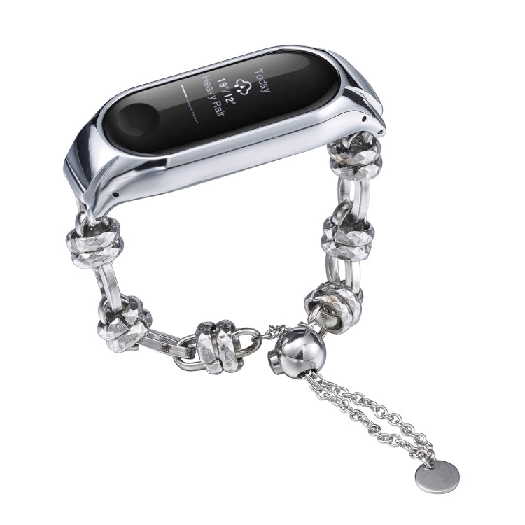 For Xiaomi Mi Band 3 / 4 Beaded Bracelet Metal Watch Band(Silver+Dual Ring) - free shipping - PMC TechLife - Order now!