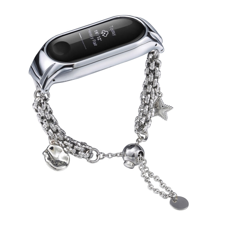 For Xiaomi Mi Band 3 / 4 Beaded Bracelet Metal Watch Band(Silver+Star) - free shipping - PMC TechLife - Order now!