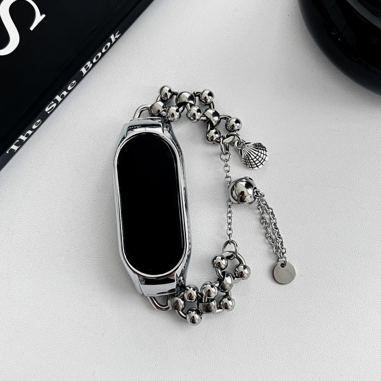 For Xiaomi Mi Band 5 / 6 Beaded Bracelet Metal Watch Band(Silver+Dual Bead) - free shipping - PMC TechLife - Order now!