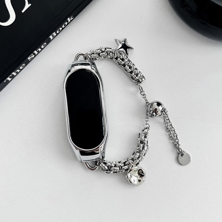 For Xiaomi Mi Band 8 Beaded Bracelet Metal Watch Band(Silver+Star) - free shipping - PMC TechLife - Order now!