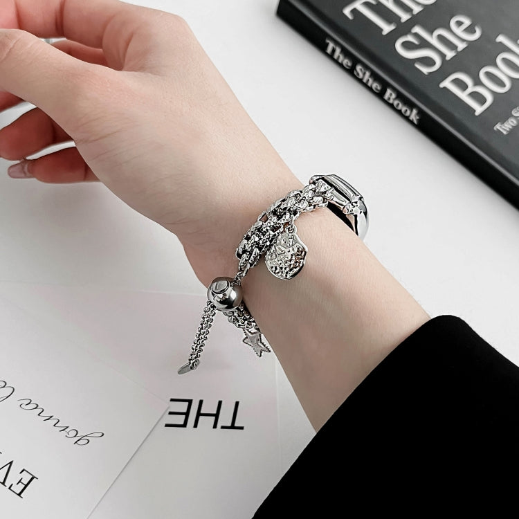 For Xiaomi Mi Band 8 Beaded Bracelet Metal Watch Band(Silver+Star) - free shipping - PMC TechLife - Order now!