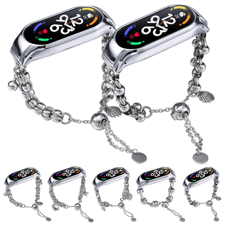For Xiaomi Mi Band 3 / 4 Beaded Bracelet Metal Watch Band(Silver+Dual Ring) - free shipping - PMC TechLife - Order now!