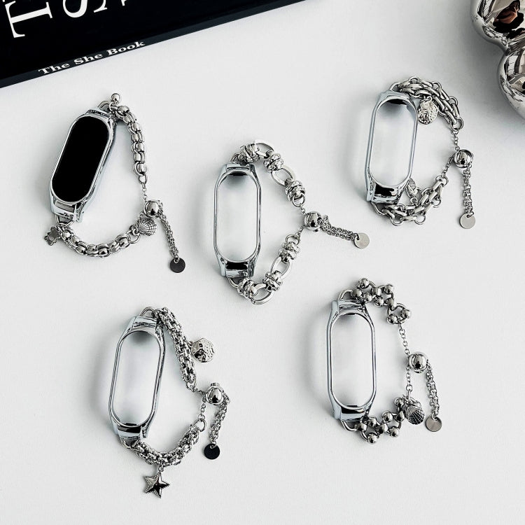 For Xiaomi Mi Band 3 / 4 Beaded Bracelet Metal Watch Band(Silver+Star) - free shipping - PMC TechLife - Order now!