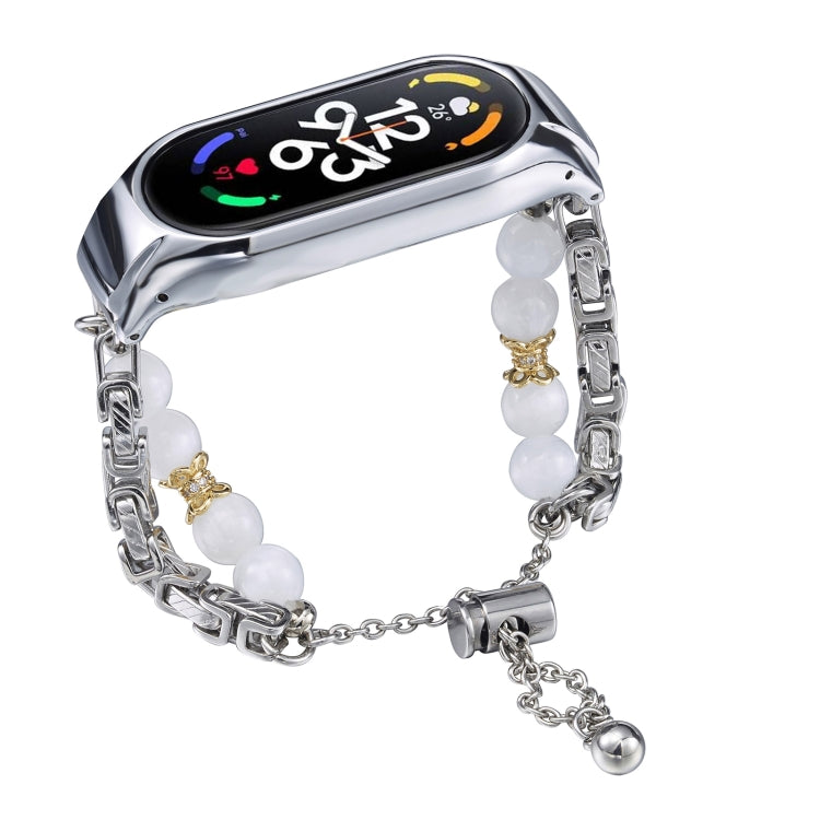 For Xiaomi Mi Band 7 Crystal Beaded Onyx Watch Band(Silver+Copper Collar) - free shipping - PMC TechLife - Order now!