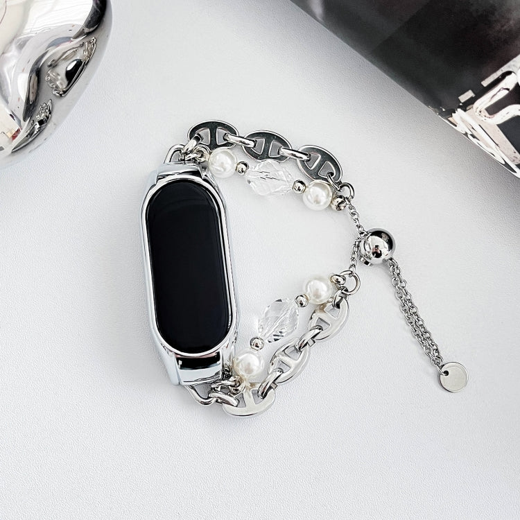 For Xiaomi Mi Band 5 / 6 Crystal Beaded Onyx Watch Band(Silver+Crystal Bead) - free shipping - PMC TechLife - Order now!