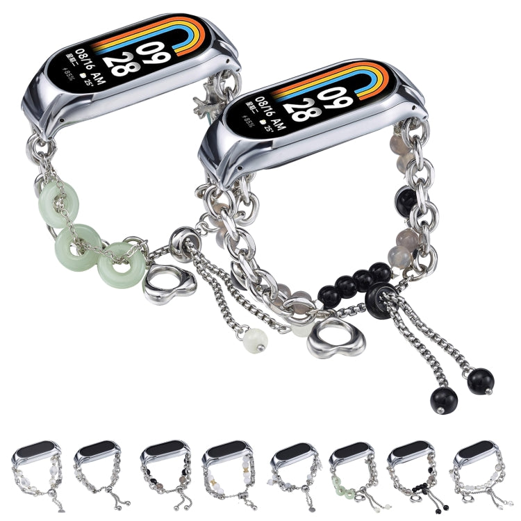 For Xiaomi Mi Band 7 Crystal Beaded Onyx Watch Band(Silver+Agate Bead) - free shipping - PMC TechLife - Order now!