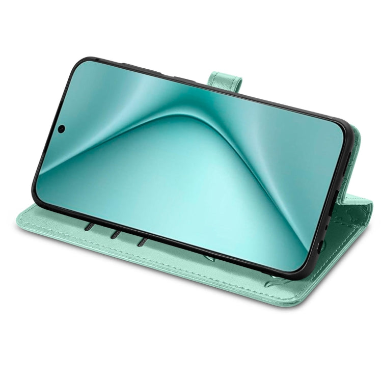 For Huawei Pura 70 Pro Cat and Dog Embossed Leather Phone Case(Green) - Huawei Cases by PMC Jewellery | Online Shopping South Africa | PMC Jewellery | Buy Now Pay Later Mobicred