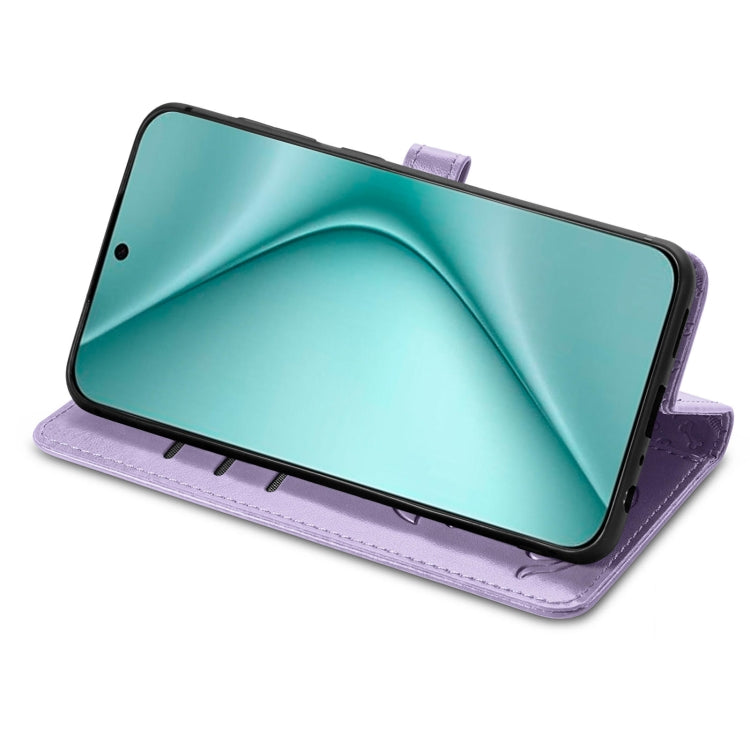 For Huawei Pura 70 Pro Cat and Dog Embossed Leather Phone Case(Purple) - Huawei Cases by PMC Jewellery | Online Shopping South Africa | PMC Jewellery | Buy Now Pay Later Mobicred