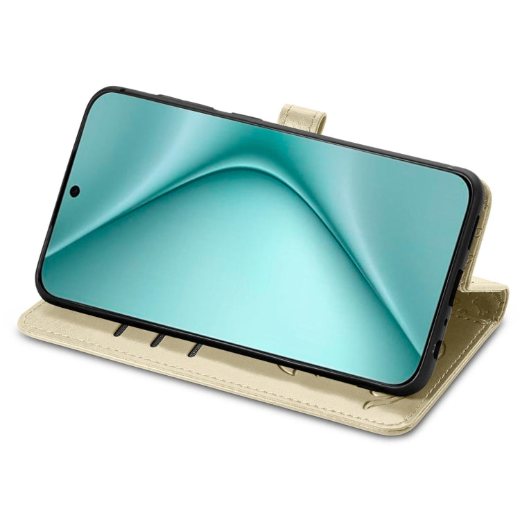 For Huawei Pura 70 Pro+ Cat and Dog Embossed Leather Phone Case(Gold) - Huawei Cases by PMC Jewellery | Online Shopping South Africa | PMC Jewellery | Buy Now Pay Later Mobicred