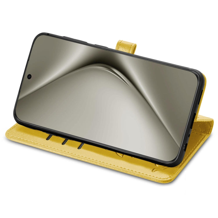 For Huawei Pura 70 Ultra Cat and Dog Embossed Leather Phone Case(Yellow) - Huawei Cases by PMC Jewellery | Online Shopping South Africa | PMC Jewellery | Buy Now Pay Later Mobicred