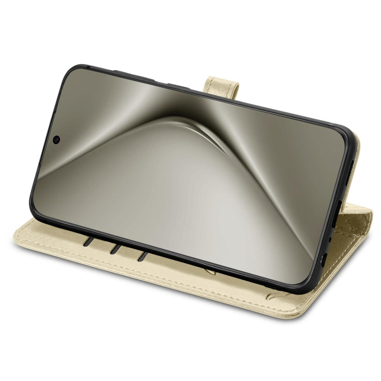 For Huawei Pura 70 Ultra Cat and Dog Embossed Leather Phone Case(Gold) - Huawei Cases by PMC Jewellery | Online Shopping South Africa | PMC Jewellery | Buy Now Pay Later Mobicred