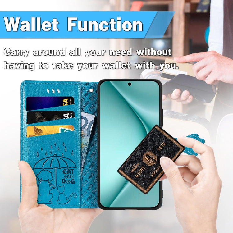 For Huawei Pura 70 Pro Cat and Dog Embossed Leather Phone Case(Purple) - Huawei Cases by PMC Jewellery | Online Shopping South Africa | PMC Jewellery | Buy Now Pay Later Mobicred