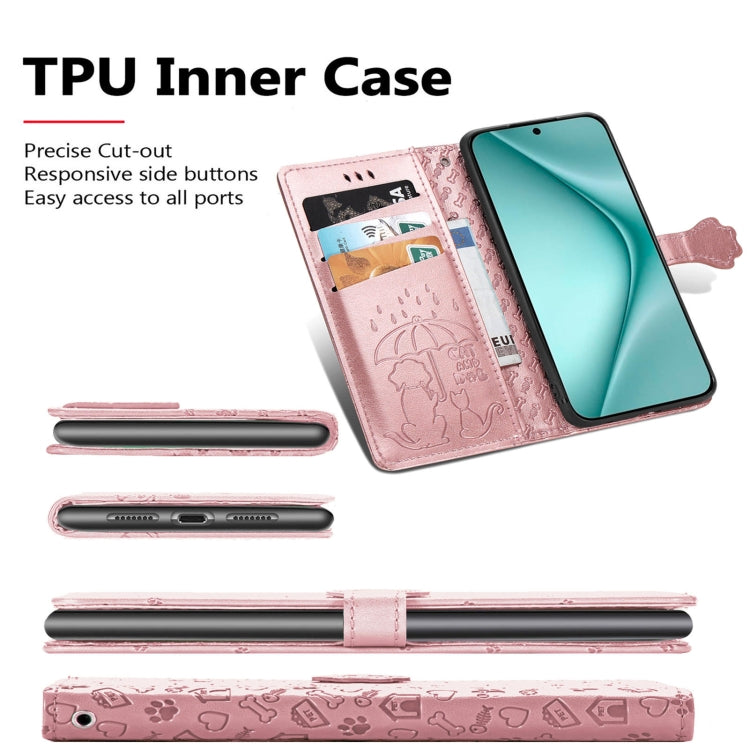 For Huawei Pura 70 Cat and Dog Embossed Leather Phone Case(Purple) - Huawei Cases by PMC Jewellery | Online Shopping South Africa | PMC Jewellery | Buy Now Pay Later Mobicred