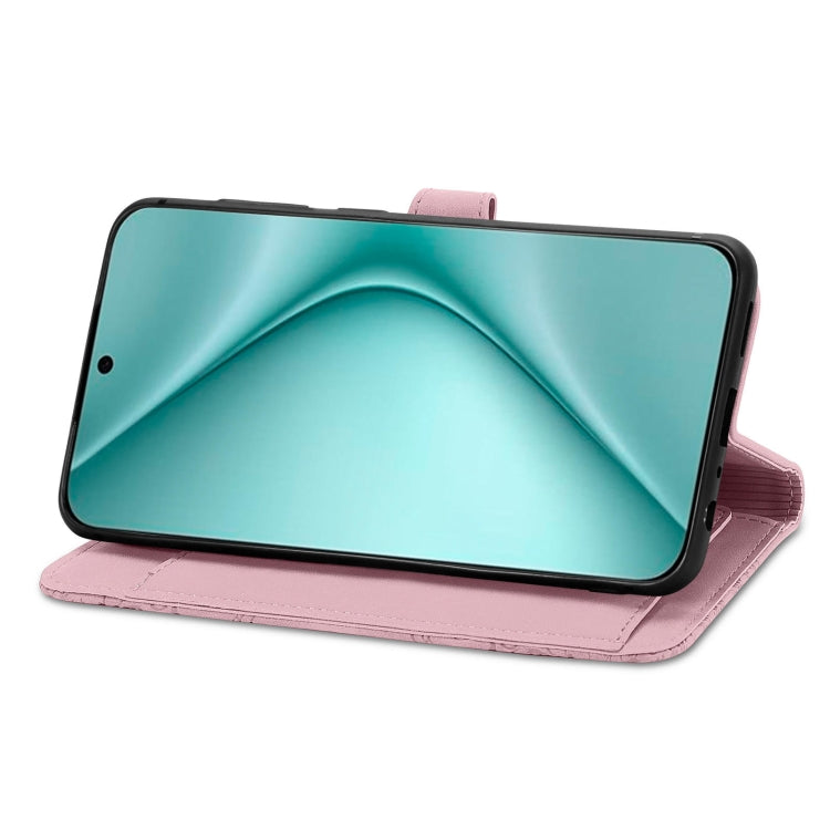 For Huawei Pura 70 Embossed Flower Zipper Leather Phone Case(Pink) - Huawei Cases by PMC Jewellery | Online Shopping South Africa | PMC Jewellery | Buy Now Pay Later Mobicred