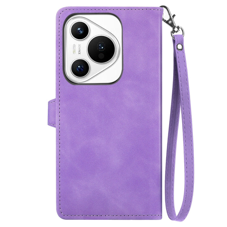 For Huawei Pura 70 Embossed Flower Zipper Leather Phone Case(Purple) - Huawei Cases by PMC Jewellery | Online Shopping South Africa | PMC Jewellery | Buy Now Pay Later Mobicred