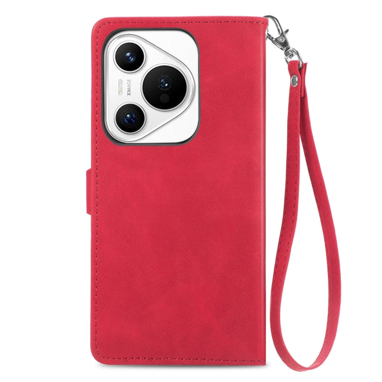 For Huawei Pura 70 Pro Embossed Flower Zipper Leather Phone Case(Red) - Huawei Cases by PMC Jewellery | Online Shopping South Africa | PMC Jewellery | Buy Now Pay Later Mobicred