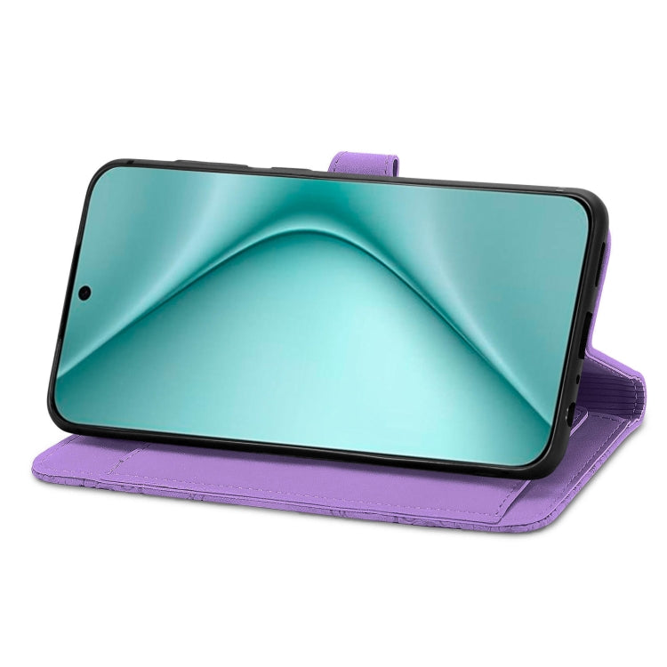 For Huawei Pura 70 Pro Embossed Flower Zipper Leather Phone Case(Purple) - Huawei Cases by PMC Jewellery | Online Shopping South Africa | PMC Jewellery | Buy Now Pay Later Mobicred
