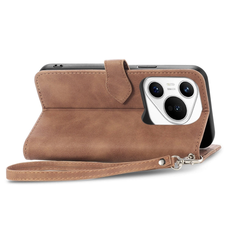 For Huawei Pura 70 Pro+ Embossed Flower Zipper Leather Phone Case(Brown) - Huawei Cases by PMC Jewellery | Online Shopping South Africa | PMC Jewellery | Buy Now Pay Later Mobicred