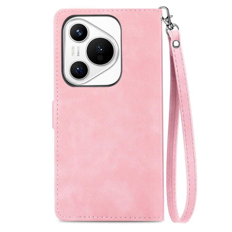 For Huawei Pura 70 Ultra Embossed Flower Zipper Leather Phone Case(Pink) - free shipping - PMC Jewellery - Order now!
