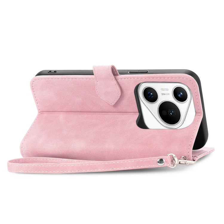 For Huawei Pura 70 Ultra Embossed Flower Zipper Leather Phone Case(Pink) - free shipping - PMC Jewellery - Order now!