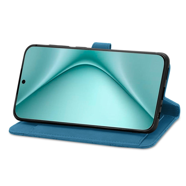 For Huawei Pura 70 Ultra Embossed Flower Zipper Leather Phone Case(Blue) - Huawei Cases by PMC Jewellery | Online Shopping South Africa | PMC Jewellery | Buy Now Pay Later Mobicred