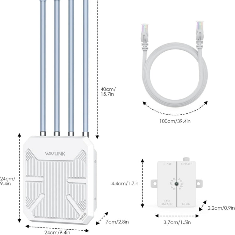 WAVLINK WN573HX3 AX3000 Waterproof Outdoor WiFi Wireless Outdoor Dual Band Router, Plug:AU Plug - free shipping - PMC TechLife - Order now!