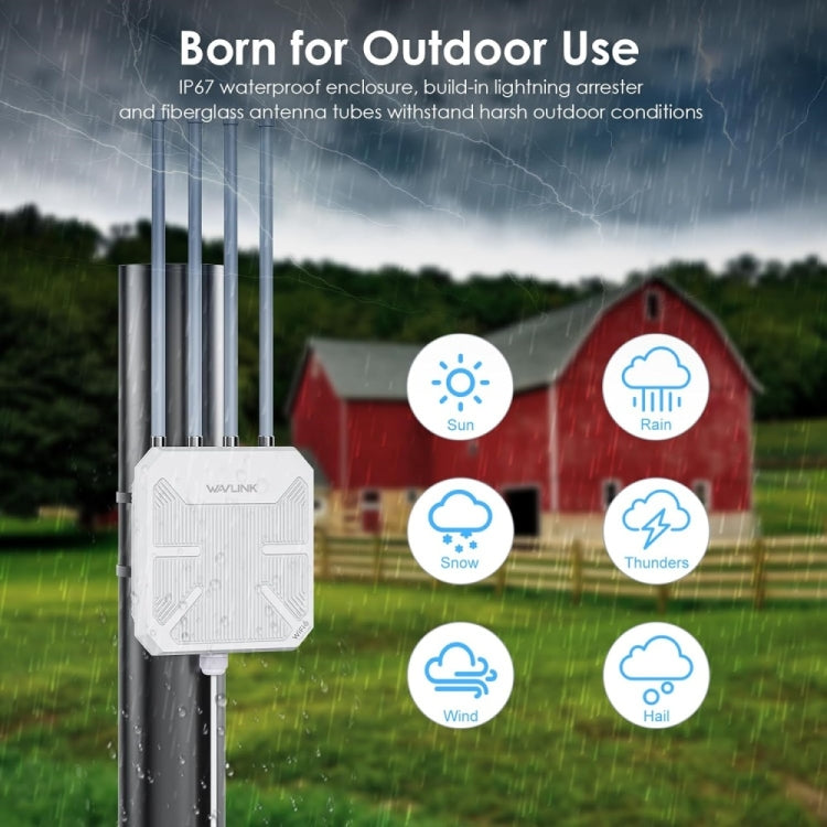 WAVLINK WN573HX3 AX3000 Waterproof Outdoor WiFi Wireless Outdoor Dual Band Router, Plug:UK Plug - free shipping - PMC TechLife - Order now!