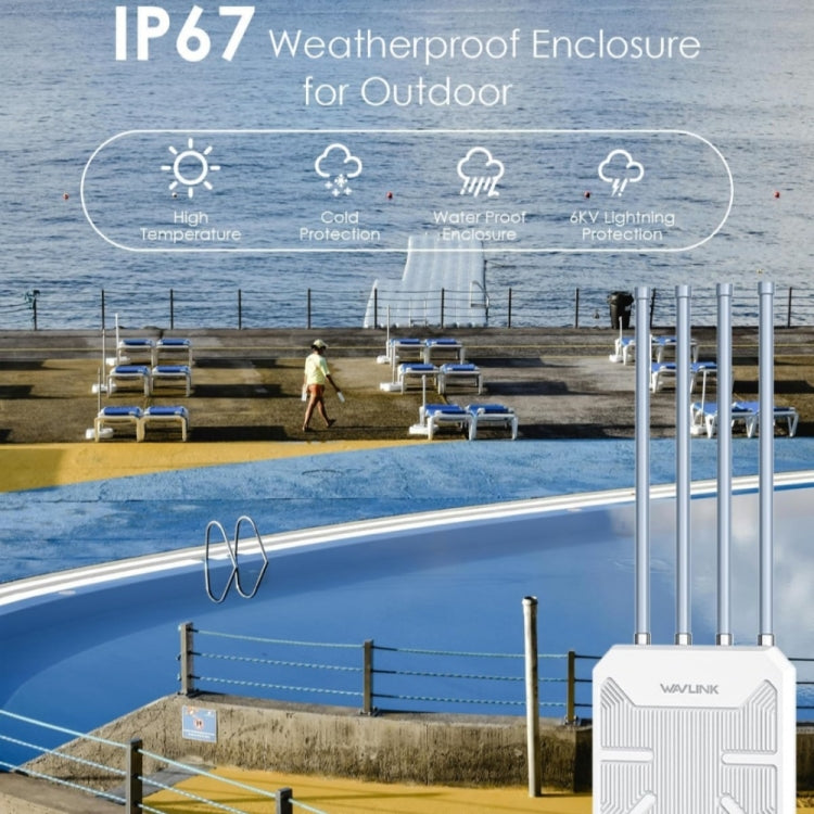 WAVLINK WN573HX3 AX3000 Waterproof Outdoor WiFi Wireless Outdoor Dual Band Router, Plug:UK Plug - free shipping - PMC TechLife - Order now!