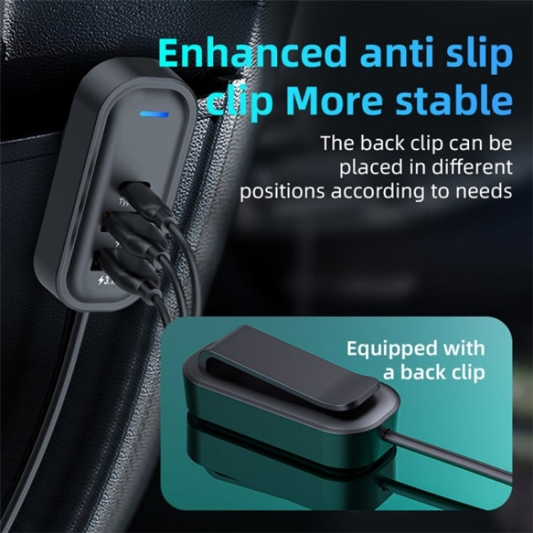 K5 3 USB Fast Charging Car Charger 66W Extension Cord Design 5 Ports Charging Adapter - Car Charger by PMC TechLife | Online Shopping South Africa | PMC TechLife | Buy Now Pay Later Mobicred