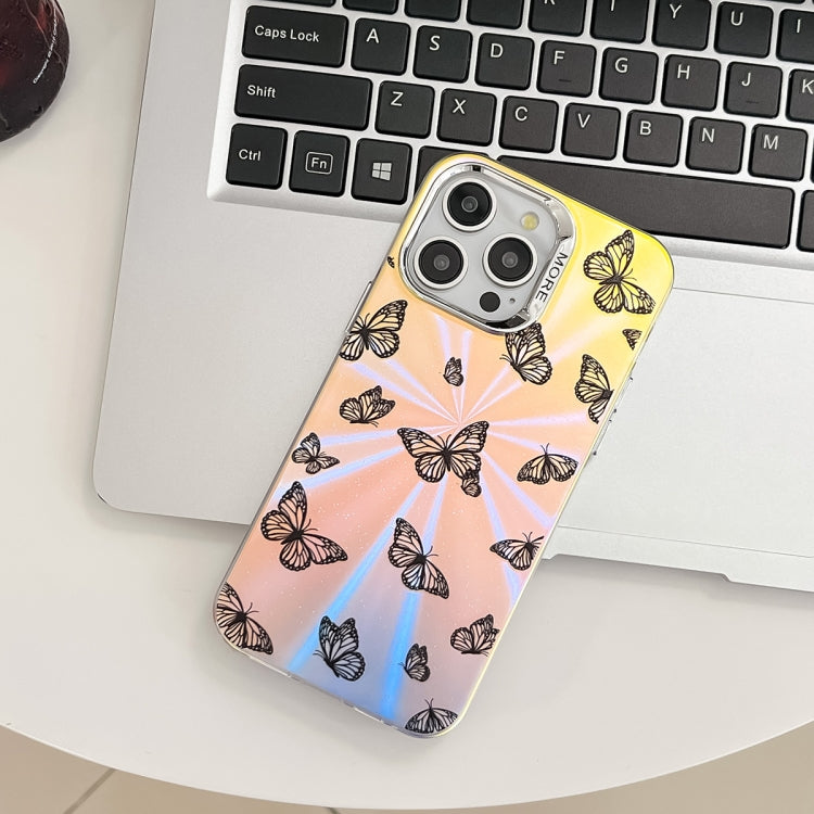 For iPhone 16 Pro Electroplating Laser Butterfly Phone Case(Blue Butterflies AB4) - iPhone 16 Pro Cases by PMC TechLife | Online Shopping South Africa | PMC TechLife | Buy Now Pay Later Mobicred