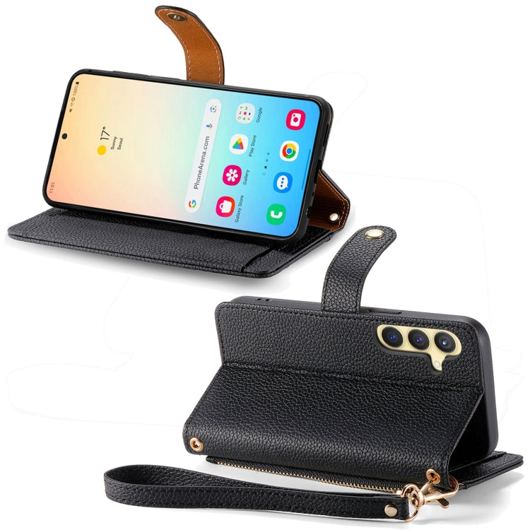 For Samsung Galaxy S25 5G Love Zipper Lanyard Leather Phone Case(Black) - Galaxy S25 5G Cases by PMC TechLife | Online Shopping South Africa | PMC TechLife | Buy Now Pay Later Mobicred