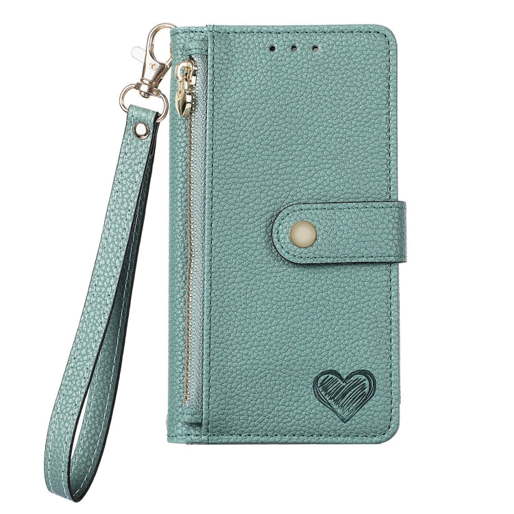 For Samsung Galaxy S25 Ultra 5G Love Zipper Lanyard Leather Phone Case(Green) - Galaxy S25 Ultra 5G Cases by PMC TechLife | Online Shopping South Africa | PMC TechLife | Buy Now Pay Later Mobicred
