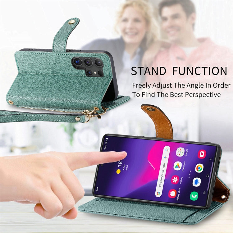 For Samsung Galaxy S25 Ultra 5G Love Zipper Lanyard Leather Phone Case(Green) - Galaxy S25 Ultra 5G Cases by PMC TechLife | Online Shopping South Africa | PMC TechLife | Buy Now Pay Later Mobicred