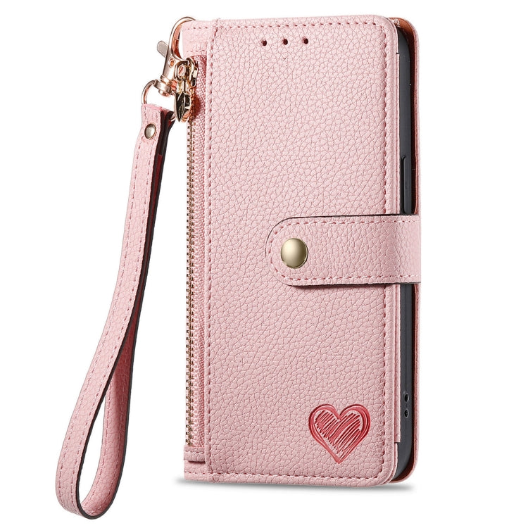 For Samsung Galaxy S25 Ultra 5G Love Zipper Lanyard Leather Phone Case(Pink) - Galaxy S25 Ultra 5G Cases by PMC TechLife | Online Shopping South Africa | PMC TechLife | Buy Now Pay Later Mobicred