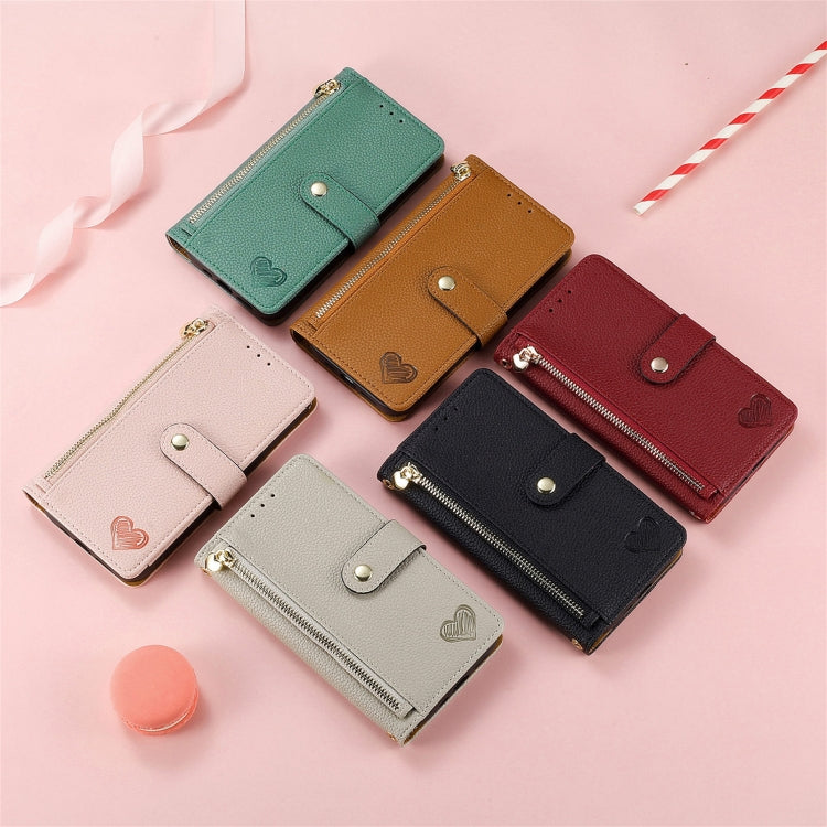 For Samsung Galaxy S25+ 5G Love Zipper Lanyard Leather Phone Case(Green) - Galaxy S25+ 5G Cases by PMC TechLife | Online Shopping South Africa | PMC TechLife | Buy Now Pay Later Mobicred