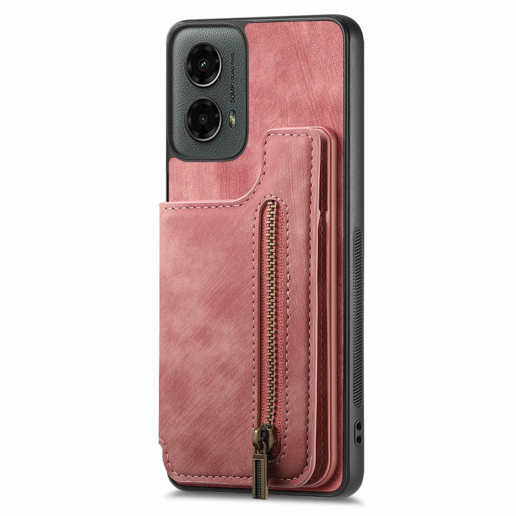 For Motorola Moto G 2024 Retro Leather Zipper Wallet Back Phone Case(Pink) - free shipping - PMC Jewellery - Order now!