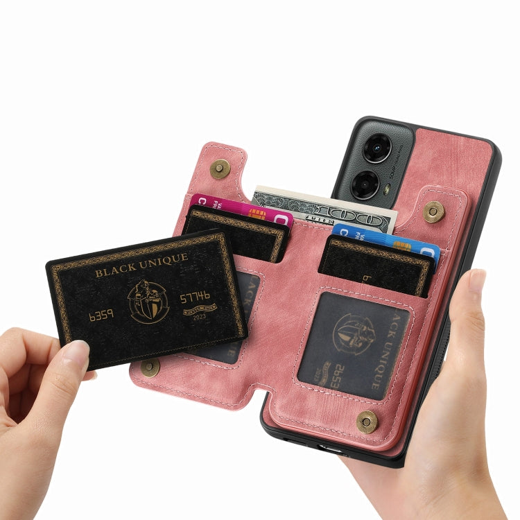 For Motorola Moto G 2024 Retro Leather Zipper Wallet Back Phone Case(Pink) - free shipping - PMC Jewellery - Order now!