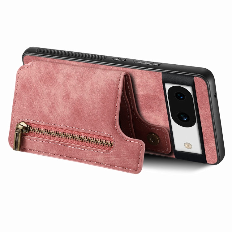 For Google Pixel 9 / 9 Pro Retro Leather Zipper Wallet Back Phone Case(Pink) - Google Cases by PMC TechLife | Online Shopping South Africa | PMC TechLife | Buy Now Pay Later Mobicred