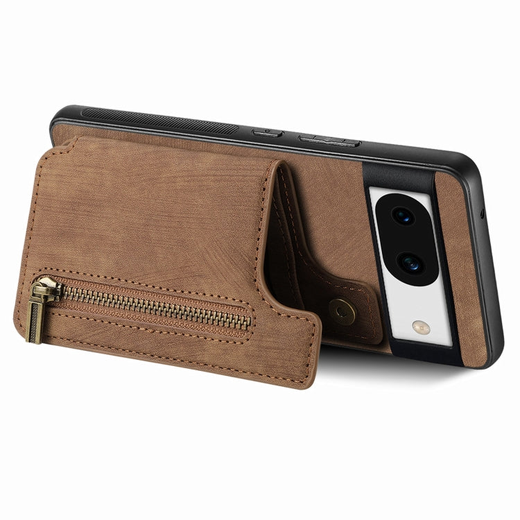 For Google Pixel 9 / 9 Pro Retro Leather Zipper Wallet Back Phone Case(Brown) - Google Cases by PMC TechLife | Online Shopping South Africa | PMC TechLife | Buy Now Pay Later Mobicred