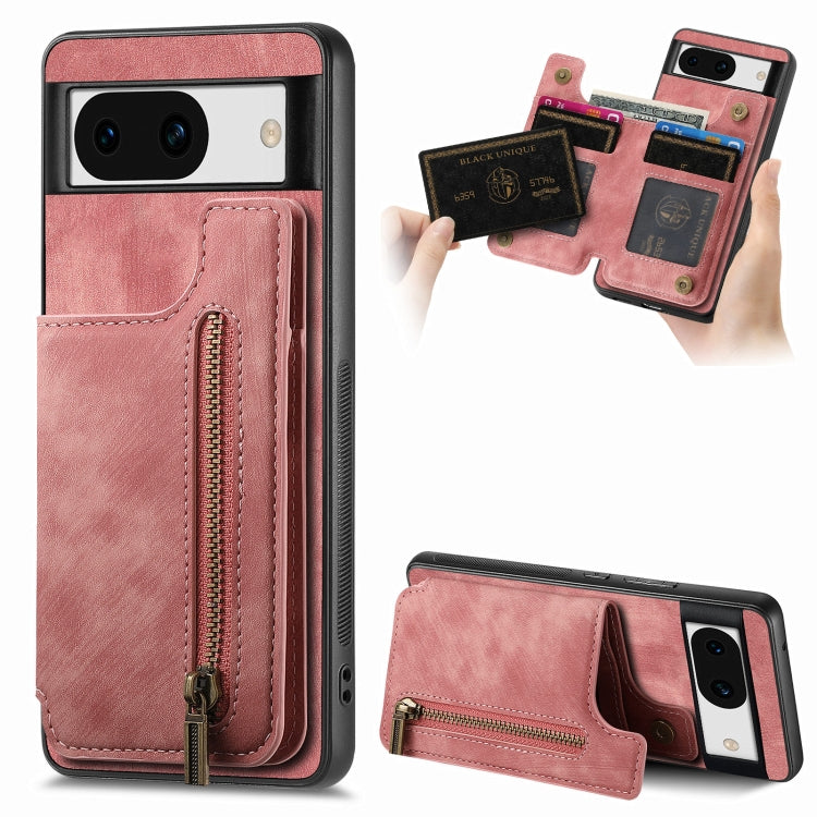 For Google Pixel 9 Pro XL Retro Leather Zipper Wallet Back Phone Case(Pink) - free shipping - PMC TechLife - Order now!