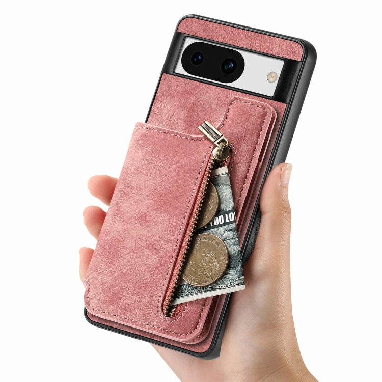 For Google Pixel 9 Pro XL Retro Leather Zipper Wallet Back Phone Case(Pink) - free shipping - PMC TechLife - Order now!
