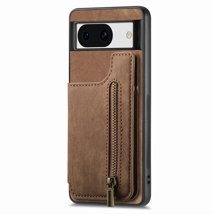 For Google Pixel 9 Pro XL Retro Leather Zipper Wallet Back Phone Case(Brown) - Google Cases by PMC TechLife | Online Shopping South Africa | PMC TechLife | Buy Now Pay Later Mobicred