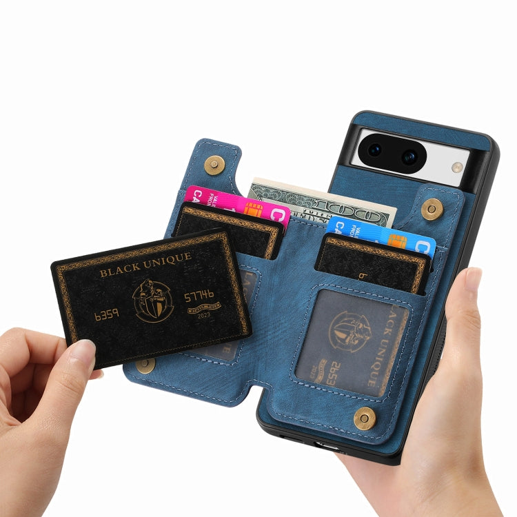 For Google Pixel 9 Pro XL Retro Leather Zipper Wallet Back Phone Case(Blue) - Google Cases by PMC TechLife | Online Shopping South Africa | PMC TechLife | Buy Now Pay Later Mobicred