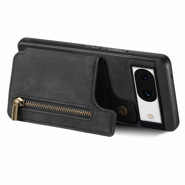 For Google Pixel 9 Pro XL Retro Leather Zipper Wallet Back Phone Case(Black) - Google Cases by PMC TechLife | Online Shopping South Africa | PMC TechLife | Buy Now Pay Later Mobicred