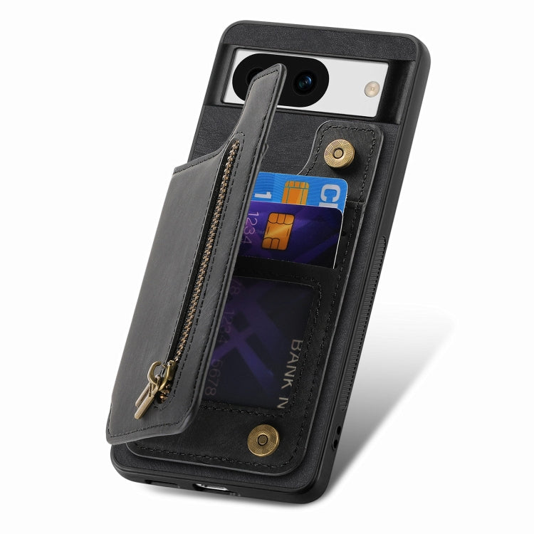 For Google Pixel 9 Pro XL Retro Leather Zipper Wallet Back Phone Case(Black) - Google Cases by PMC TechLife | Online Shopping South Africa | PMC TechLife | Buy Now Pay Later Mobicred