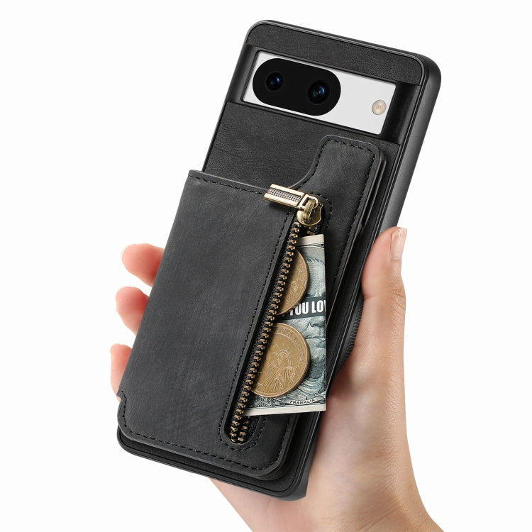 For Google Pixel 9 Pro XL Retro Leather Zipper Wallet Back Phone Case(Black) - Google Cases by PMC TechLife | Online Shopping South Africa | PMC TechLife | Buy Now Pay Later Mobicred