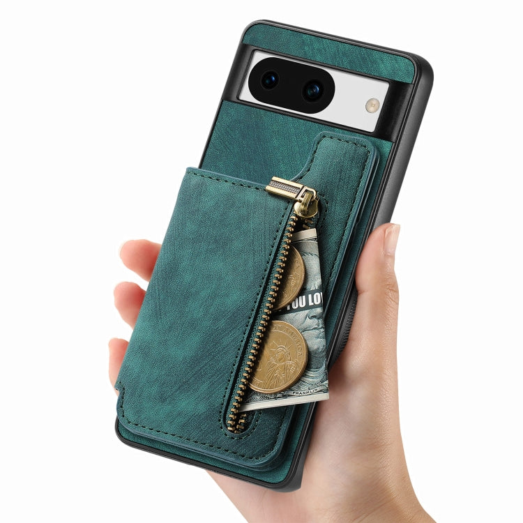 For Google Pixel 9 Pro XL Retro Leather Zipper Wallet Back Phone Case(Green) - free shipping - PMC TechLife - Order now!