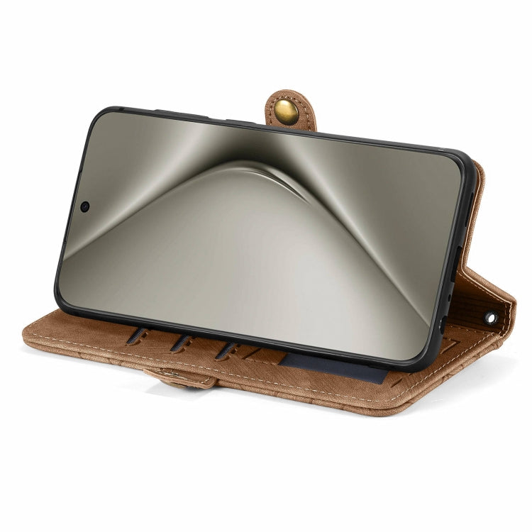 For Huawei Pura 70 Pro Geometric Zipper Wallet Side Buckle Leather Phone Case(Brown) - Huawei Cases by PMC Jewellery | Online Shopping South Africa | PMC Jewellery | Buy Now Pay Later Mobicred